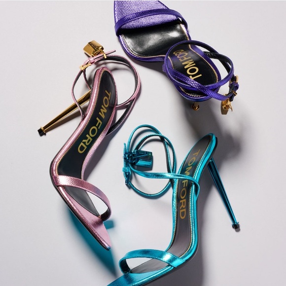 Tom Ford Padlock 105 Lock Pink Leather Heeled Sandals Sz 40 - Picture 5 of 17